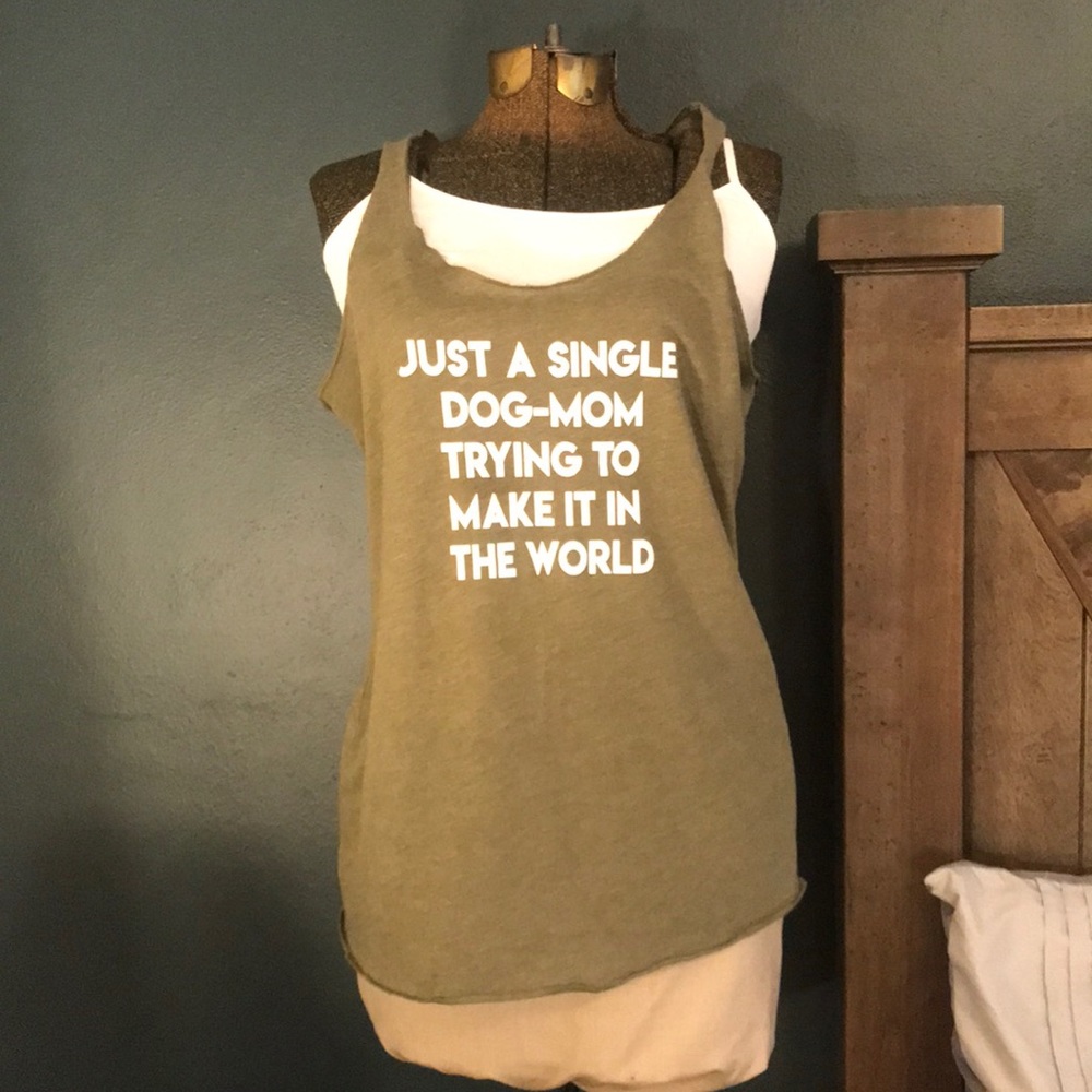 Custom Next Level Dog Mom Tank top SzL Army Green